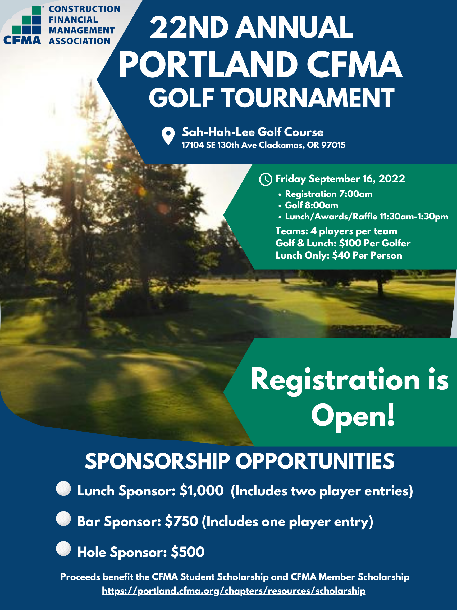 22nd Annual Portland CFMA Golf Event Construction Financial